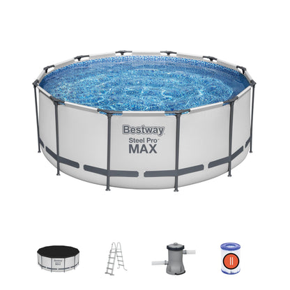 Intex Metal Frame Pool Set - Aufstellpool - Ø 457 x 122 cm - Zubehör enthalten, Grau, 28236